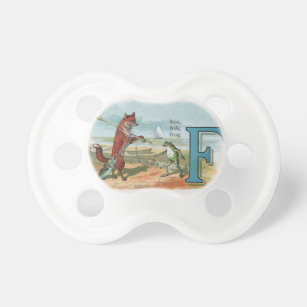Fox Frog Fishing Antique Illustration Pacifier