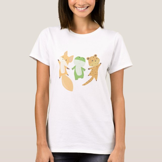 Fox Frog Leopard Animal Lovers Funny Animals T-Shirt (Front)
