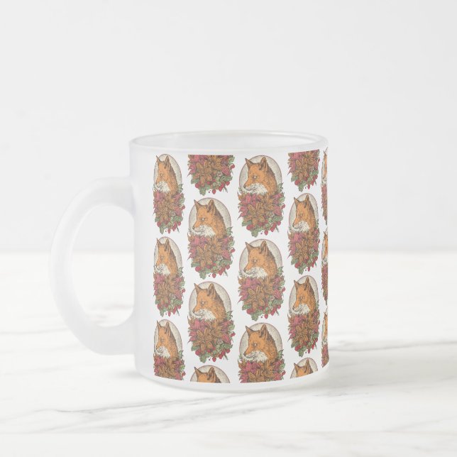 Fox Frosted Glass Coffee Mug (Left)