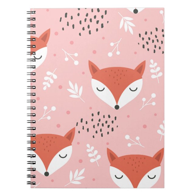 Fox Fun: Cute Forest Pattern Notebook (Front)