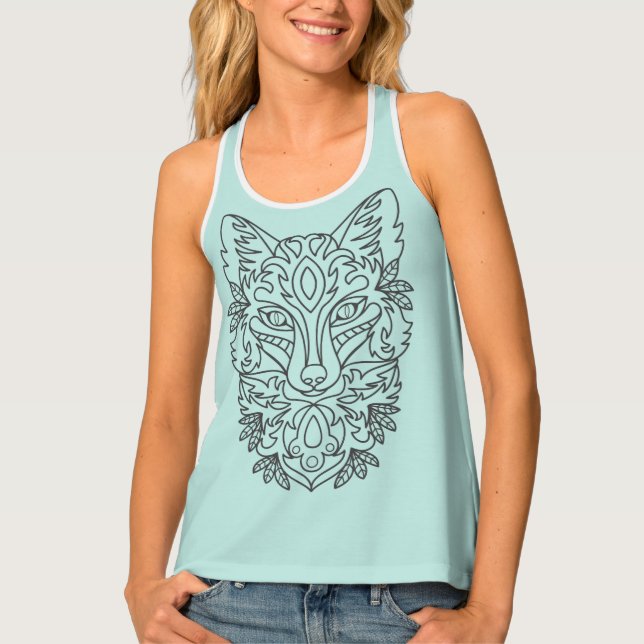 Fox Geometric Line Art Tank Top (Front)