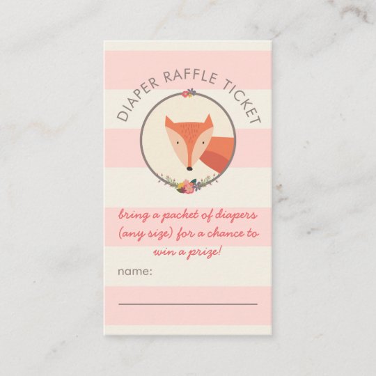 Fox Girl Baby Shower Games Diaper Raffle Ticket Enclosure Card | Zazzle.com