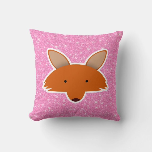 Fox Glitter Throw Pillow (Front)