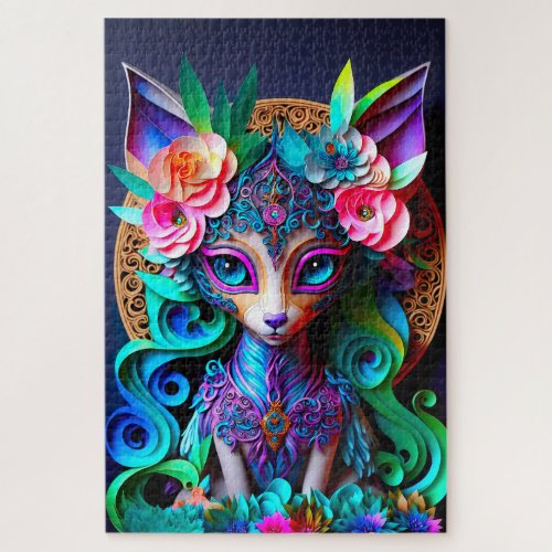Fox Goddess Anime Art Deity Rainbow Queen Gods Jigsaw Puzzle