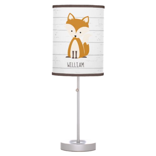 Fox Gray Wood Personalized Lamp