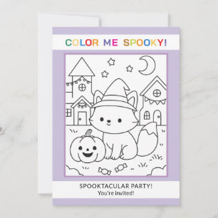 Fox Halloween Coloring Invitation Kids Activity