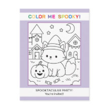 Fox Halloween Coloring Invitation Kids Activity