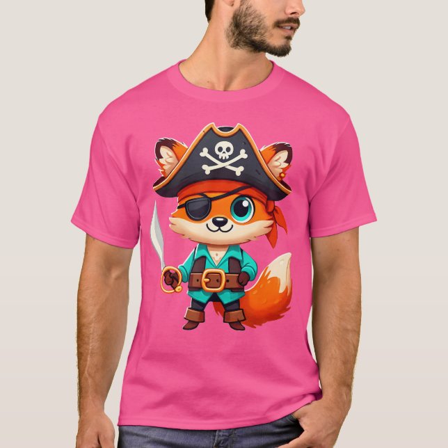 Fox Halloween Pirate Women Men Fox T-Shirt (Front)