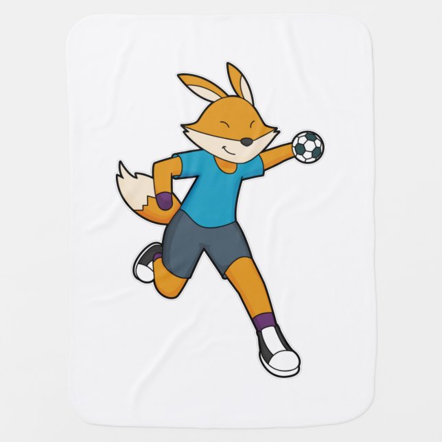 Fox Handball player Handball Baby Blanket (Front)