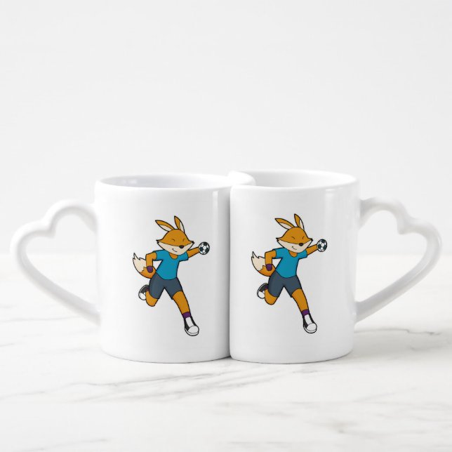 Fox Handball player Handball Coffee Mug Set (Front Nesting)