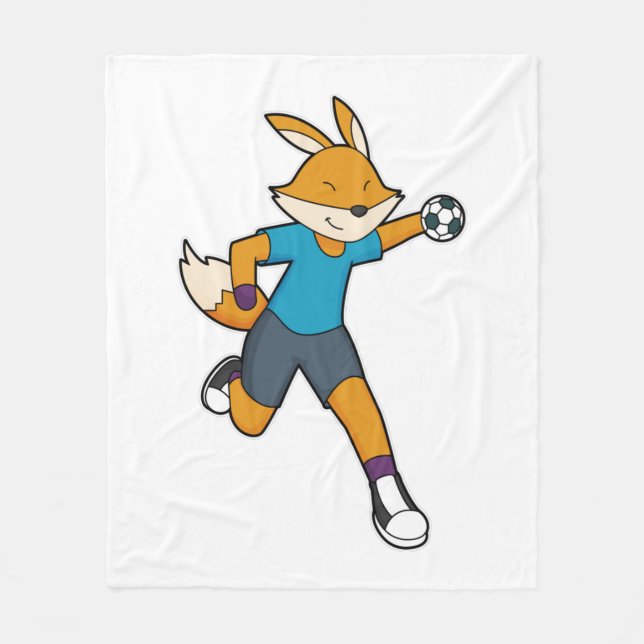 Fox Handball player Handball Fleece Blanket (Front)