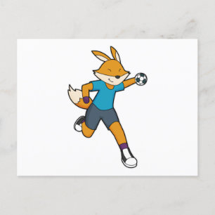 Fox Handball player Handball Postcard