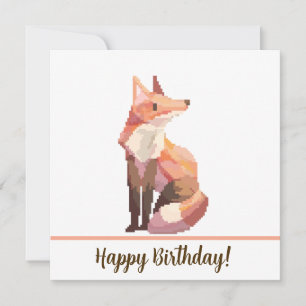 Fox Happy birthday Pixelart, Pixel Art Card