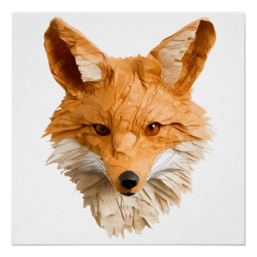 Fox head in paper mache for childs bedroom  poster