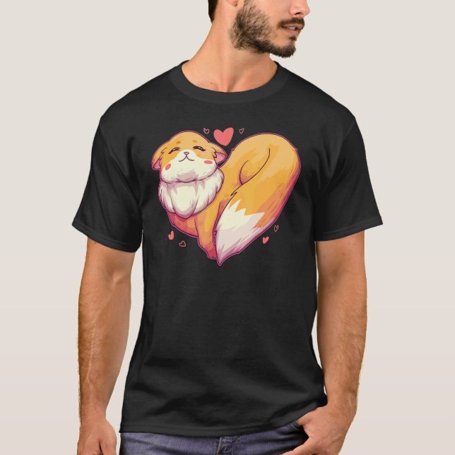 Fox Heart   Retro Animal Wild Zoo Classic Passion  T-Shirt (Front)