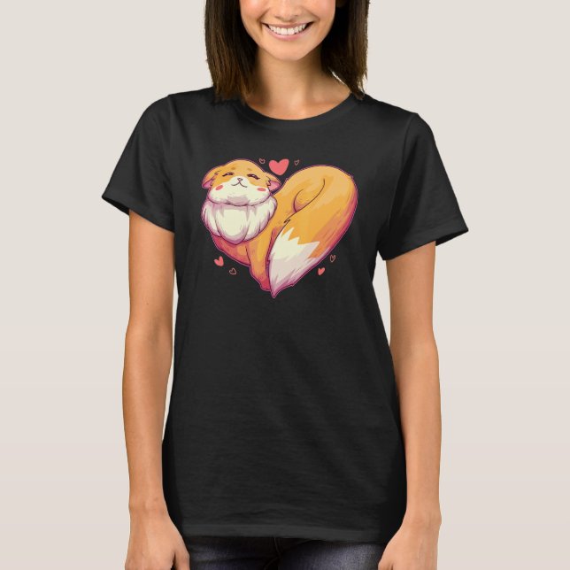 Fox Heart   Retro Animal Wild Zoo Classic Passion  T-Shirt (Front)