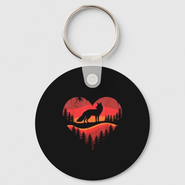 Fox Heart Valentines Animal Fox Lover Men Women Gi Keychain (Front)