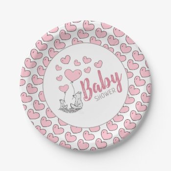 Fox Hearts Baby Shower Paper Plate by StampedyStamp at Zazzle