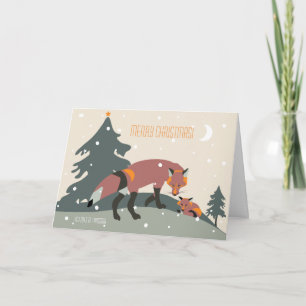 FOX Holiday. Fox and baby in snow/original forest Holiday Card