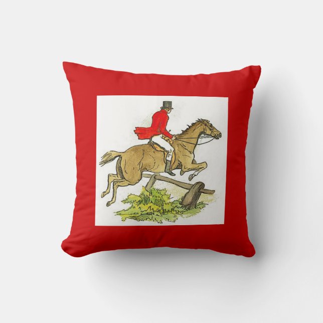 Fox Hunt Hunter Jumper Horse Horseback Riding Throw Pillow (Front)