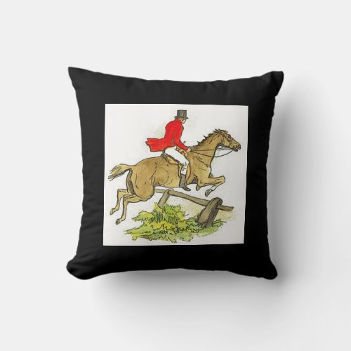 Fox Hunt Hunter Jumper Horse Pick Color Throw Pillow