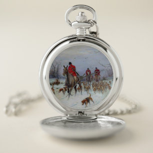 Fox Hunt Huntsmen and Hounds Returning Home Pocket Watch