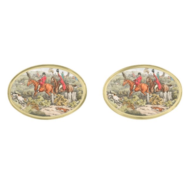 Fox Hunt Watercolor Cufflinks (Front)
