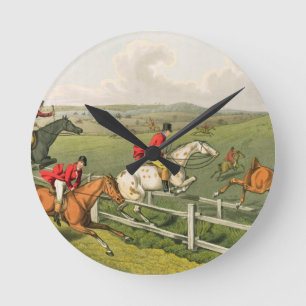 Fox Hunting, aquatinted by I. Clark, pub. by Thoma Round Clock