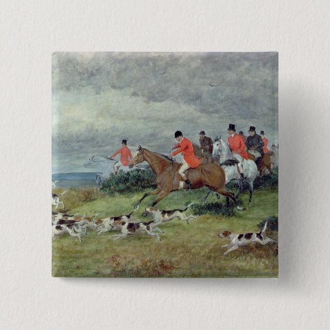 Fox Hunting in Surrey, 19th century Button (Front)