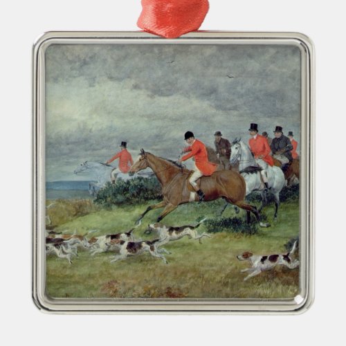 Fox Hunting in Surrey 19th century Metal Ornament
