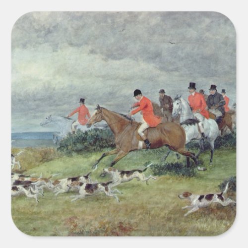 Fox Hunting in Surrey 19th century Square Sticker