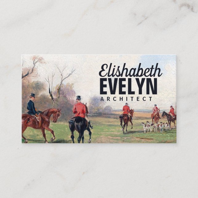 Fox Hunting Vintage Painting Business Card (Front)