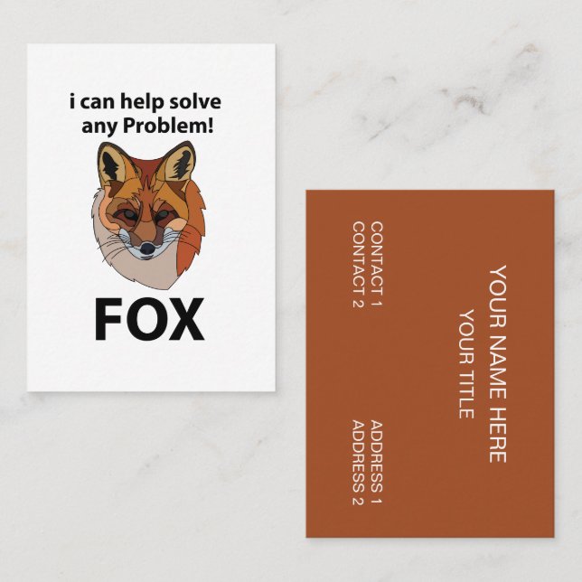 Fox I Can Help Solve Any Problem Funny Fox Business Card (Front/Back)
