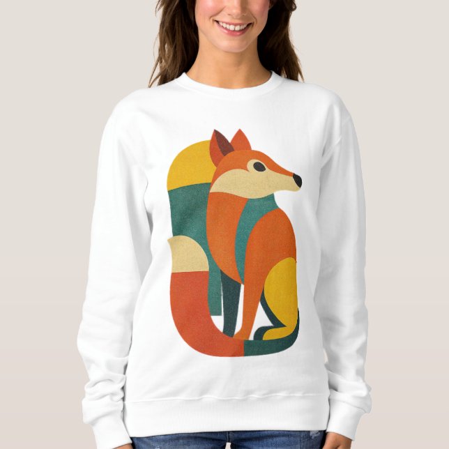 FOX ILLUSTRATION GEOMETRY DESIGN T-Shirt Sweatshirt (Front)