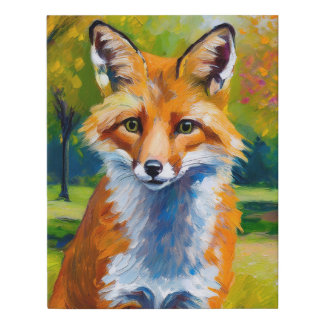 Fox Impressionist Oil Painting Faux Canvas Print