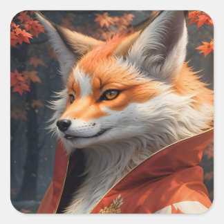 Fox in a Kimono Square Sticker