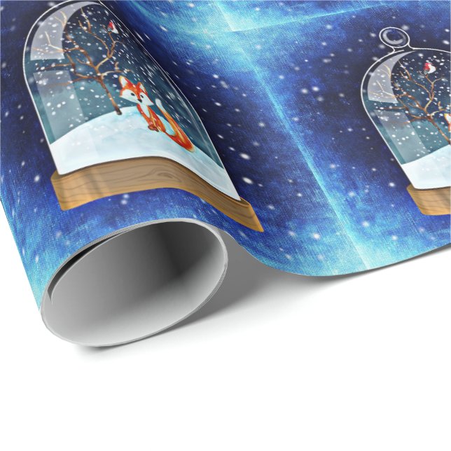 Fox In a Snowglobe Wrapping Paper (Roll Corner)