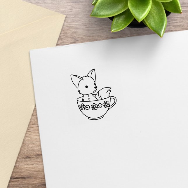 Fox in a Teacup 2 Rubber Stamp (Creator Uploaded)