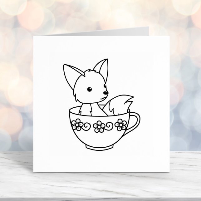 Fox in a Teacup Color Me Self-inking Stamp (Creator Uploaded)
