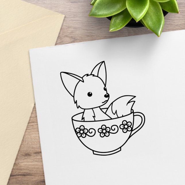 Fox in a Teacup Rubber Stamp (Creator Uploaded)