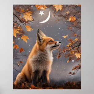 Fox in Autumn Colors Mystical Magical Pretty Poster