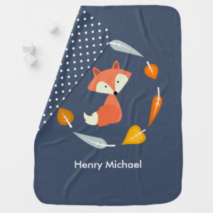 Fox in Autumn Leaves Wreath Stroller Blanket