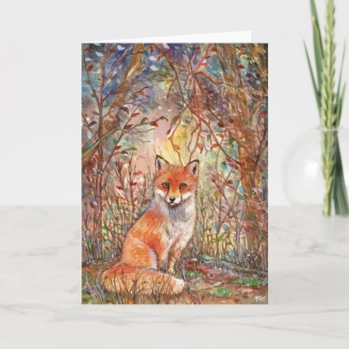 Fox in Autumn Woods Card