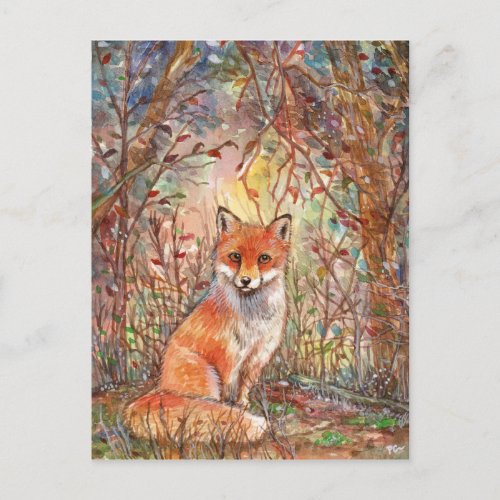 Fox in Autumn Woods Postcard