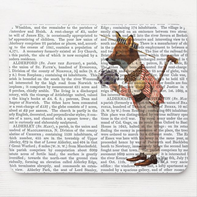 Fox in Boater Mouse Pad (Front)