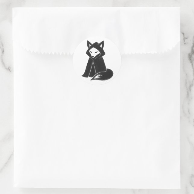 Fox in Cloak – Mysterious Animal on  Classic Round Sticker (Bag)