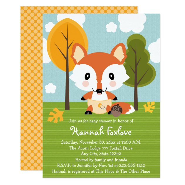 FOX IN DIAPERS BABY SHOWER CARD