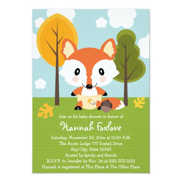 FOX IN DIAPERS BABY SHOWER CARD