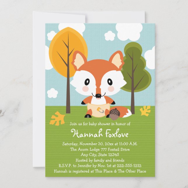 FOX IN DIAPERS BABY SHOWER INVITATION (Front)