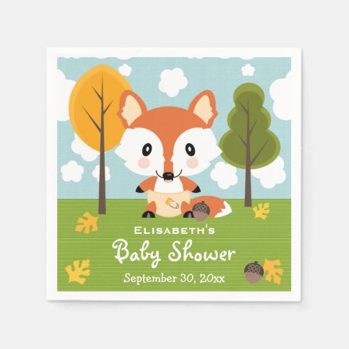 Fox in Diapers Baby Shower Paper Napkins